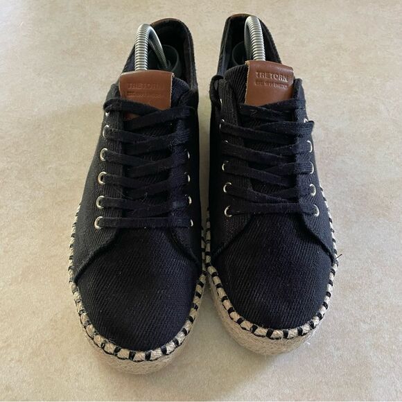 Tretorn Espadrille sneaker shoes Eve Black low top size 10.5 women’s canvas - Picture 2 of 7